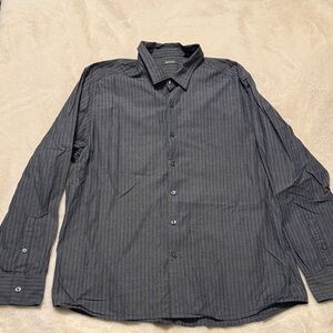 Kenneth Cole Men's Dark Gray Pinstripe Dress Shirt